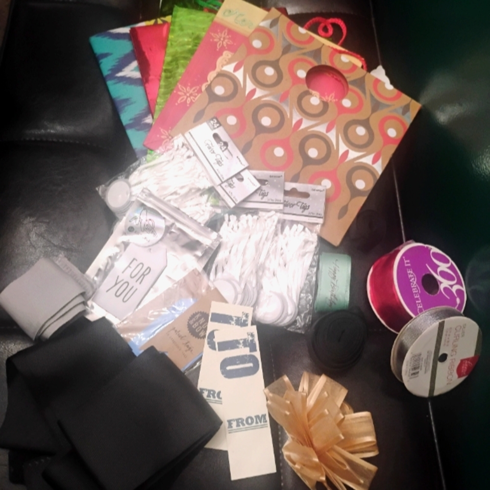 Gift Tags Ribbons & Bow - Lot of 130 Items